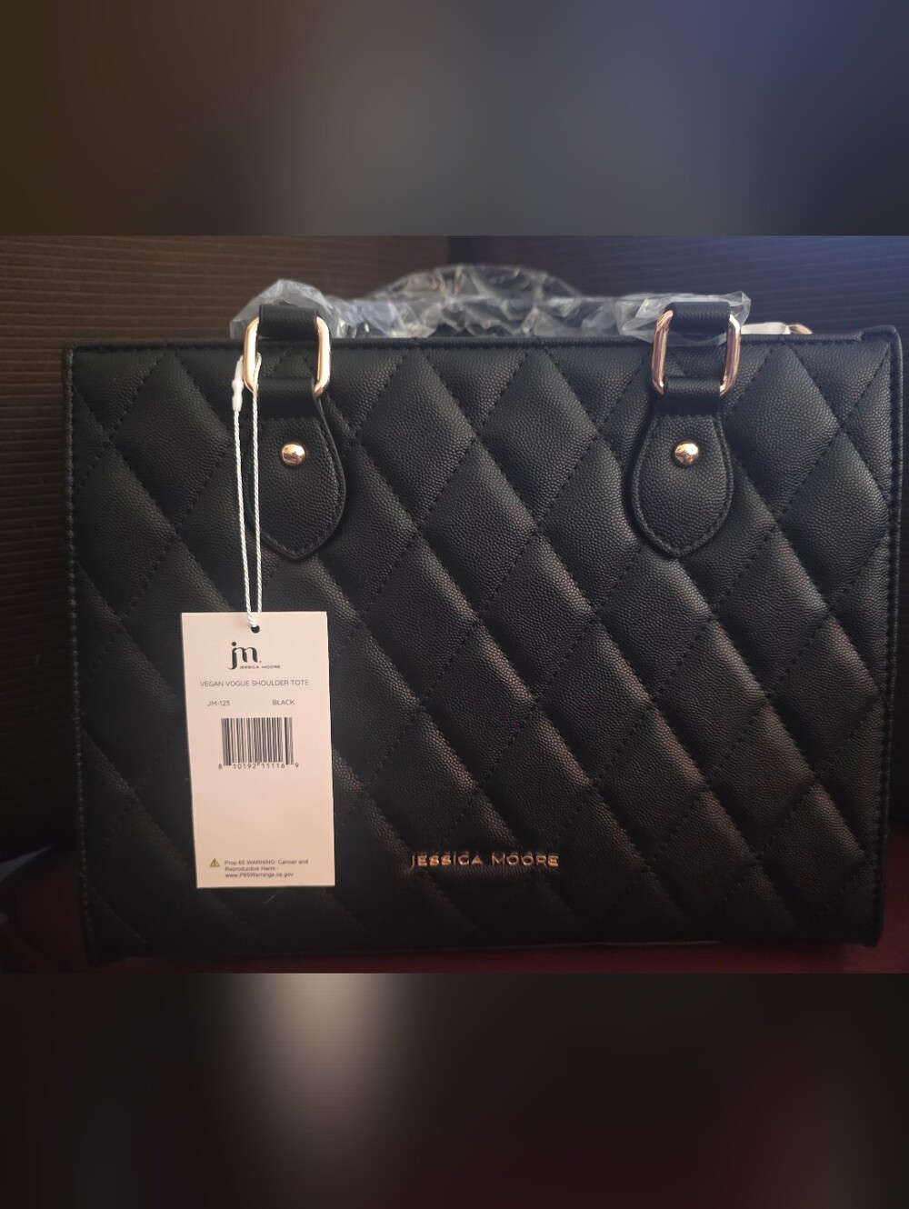 Black Quilted Tote Bag